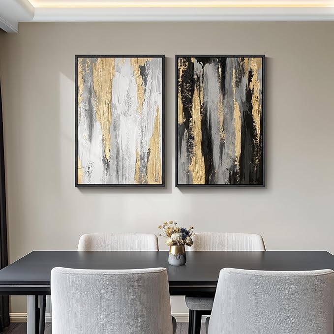 Large Framed Modern Abstract Wall Art Set of 2, Canvas Prints Paintings Artwork