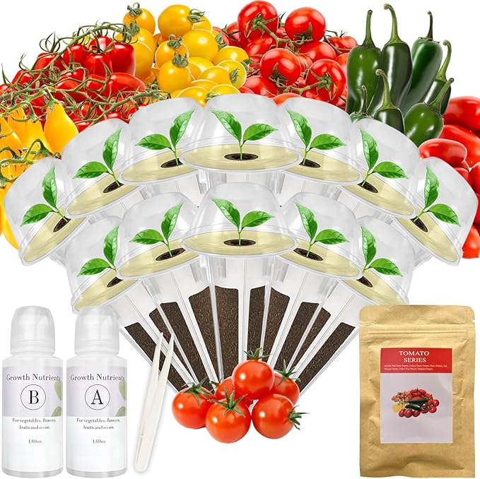 Tomato Seed Pod Kit for AeroGarden, idoo, Ahopegarden, MUFGA with Red Cherry/Golden Harvest Cherry Tomato, Roma/San Marzano/Yellow Pear Tomato - Compatible with All Hydroponics (12-Pod)