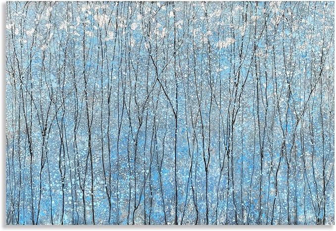 Yihui Arts Blue Tree Canvas Wall Art