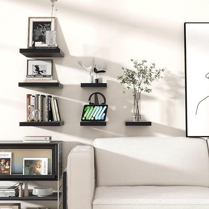 Square Floating Shelves for Wall 8"W x 8"D x 1.2"H, Small Engineered Wood Wall