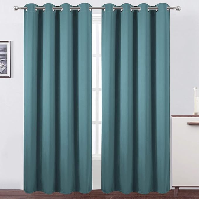 LEMOMO Sea Teal Thermal Blackout Curtains/52 x 84 Inch/Set of 2 Panels Room