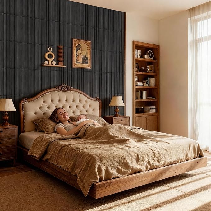PVC Acoustic Wood Wall Panels, 12 Pack 11.8 x 15.7 x 0.35 Inch Sound Proofing