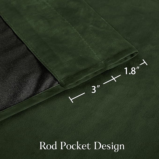 NICETOWN Olive Green 63 inch Long Velvet Curtains