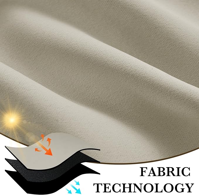 RYB HOME Bedroom Blackout Curtains 63 inches Long, 100% Blackout Thermal