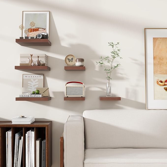 Square Floating Shelves for Wall 8"W x 8"D x 1.2"H, Small Engineered Wood Wall