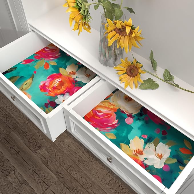 BOKEBEVE Watercolour Floral Peel and Stick Wallpaper Boho Vibrant Contact Paper