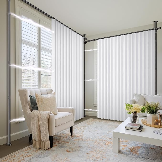 100% Blackout Room Divider Curtains Sets White W100 x L96 in 2 Panels No Drill