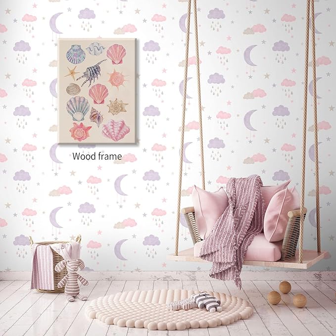 Pink Shell Posters Funky Coastal Cowgirl Wall Art Vintage Beach House