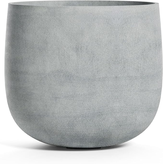 Mondo Large Planter â Concrete Stone Finish â Fiberglass Indoor/Outdoor and Weather-Resistant Round Planter (39.4" D x 40" H Exterior, 37.8" D x 39.4" H Interior)