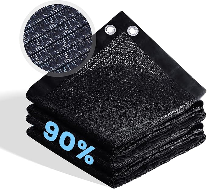 90% Shade Cloth for Garden, Customizing Outdoor Sun Shade Netting with Reinforced Grommets, Pergola Shade Cover Mesh Tarp for Plants Patio Greenhouse Chicken Coop, 11x11 FT, Black