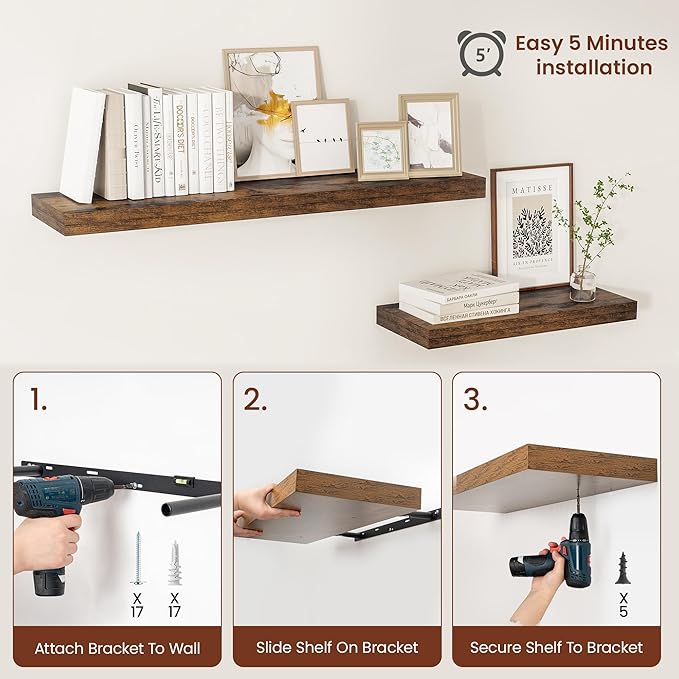 Vivelove 12" Deep Floating Shelves