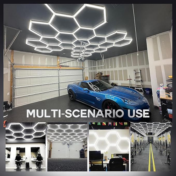 31-Lights LED Hexagon Honeycomb Shop Light, 800 Lumens Super Bright 7-Hex DIY