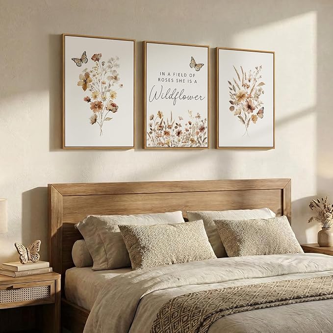 Framed Vintage Wildflower Canvas Wall Art