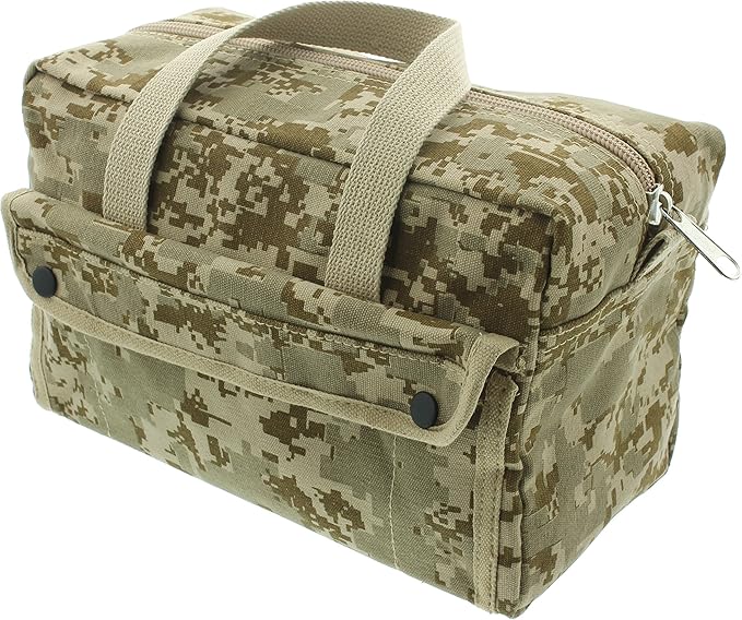 ARMYU Heavy Duty Small Tool Bag Tactical Cotton Canvas Mechanics Bag, 11" x 7" x 6", Desert Digital Camo