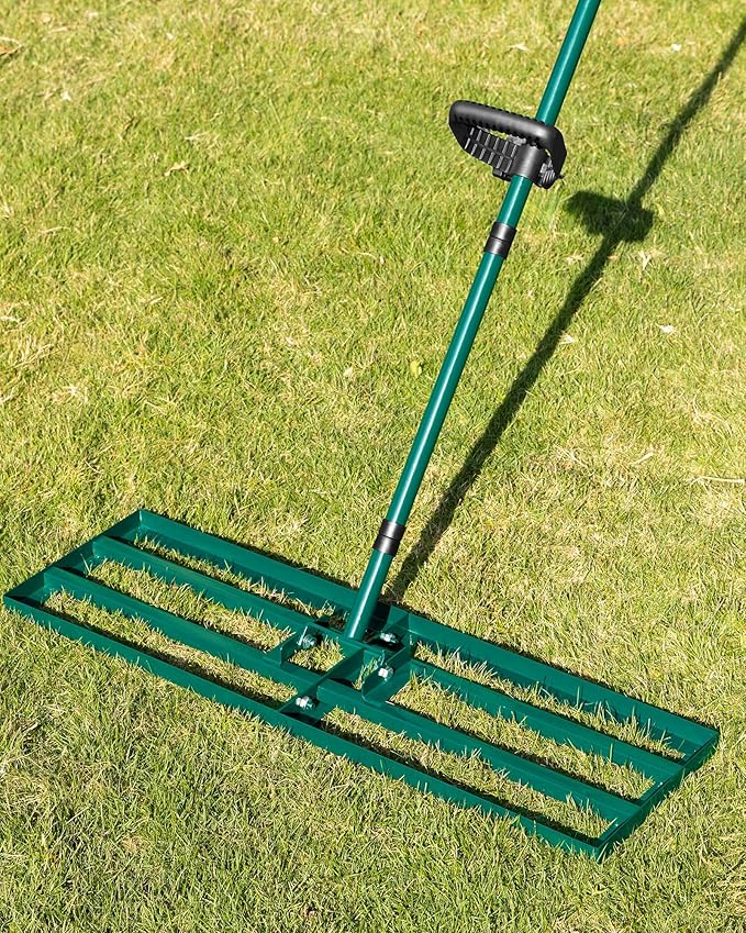 Lawn Leveling Rake 33x10'', Yard Leveling Rake with 78'' Back-Saving Adjustable Handle, Stainless Steel Lawn Leveler Tool for Garden, Backyard, Farm, Golf Course
