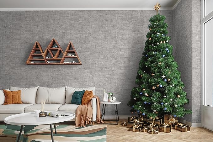 Guvana Grasscloth Peel and Stick Wallpaper Grey Textured Contact Paper Modern