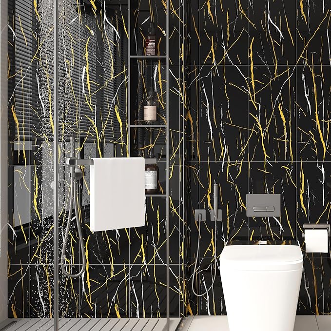 Haimin Wall Panels Peel and Stick 10 Pieces 23.6x11.8in Black Lightweight