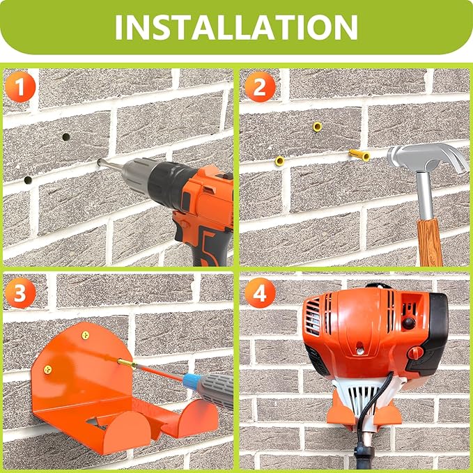 2 Pack Garage Organizer Trimmer Rack Heavy Duty Weed Eater Hanger Trimmer Hanger Garden Power Tool Hanger for Grass Trimmer, Hedge Trimmer, Garage Trimmer Garden Tools