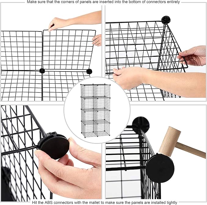 C&AHOME Wire Cube Storage, 8-Cube Organizer Metal C Grids Storage, Storage Bins