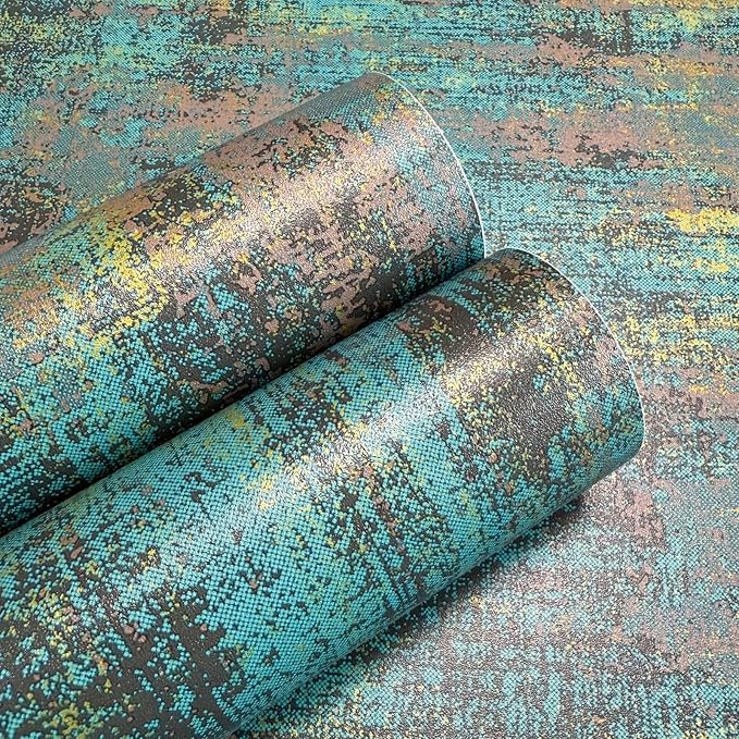 JiffDiff Vintage Metallic Peel and Stick Wallpaper Industrial Metallic Concrete