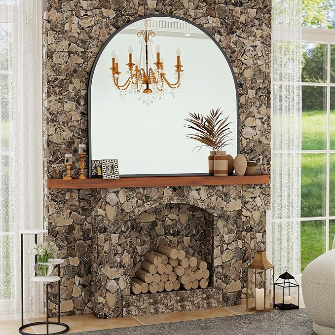 VooBang Wide Arched Wall Mirror, 38 x 40 inch Arch Bathroom Mirror, Wall