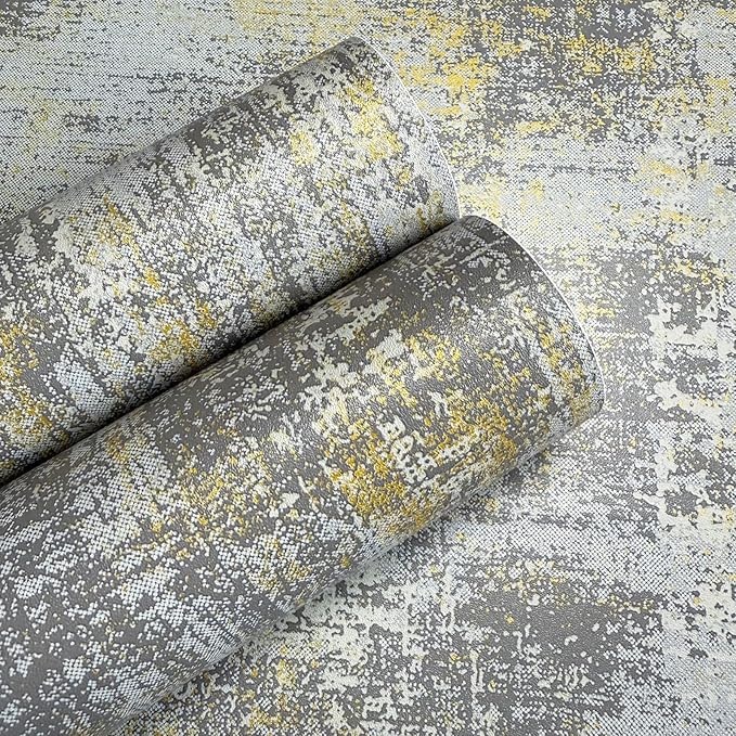 JiffDiff Vintage Metallic Peel and Stick Wallpaper Industrial Metallic Concrete