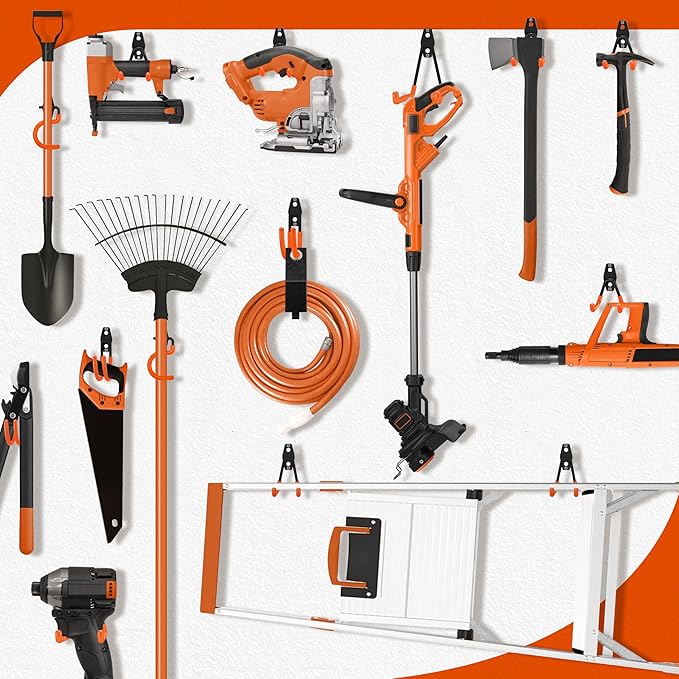 28 Pack Garage Hooks Heavy Duty - Garage Storage and Organization Ladder Hooks with Non Slip PVC Coating for Hanging Bike,Ladder,Garden Tools,Hose