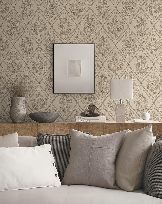 Toduso Peel and Stick Wallpaper Vintage Wall Paper Boho Contact Paper Brown