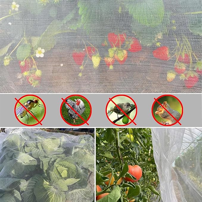 2 Pack 6.5x10 Ft Garden Netting Mesh Plant Covers to Keep Small Animals Pest Out Protect Fine Insect Pest Barrier Bird Raised Bed Cover for Vegetables Fruits Flowers