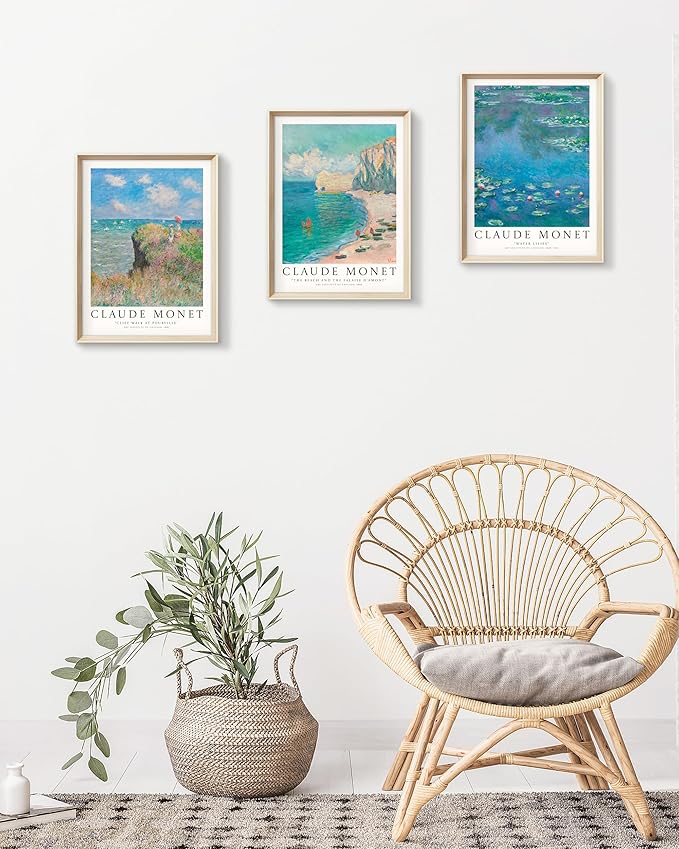 HesenDot Claude Monet Framed Wall Art, 12x16in High Framed Canvas Prints