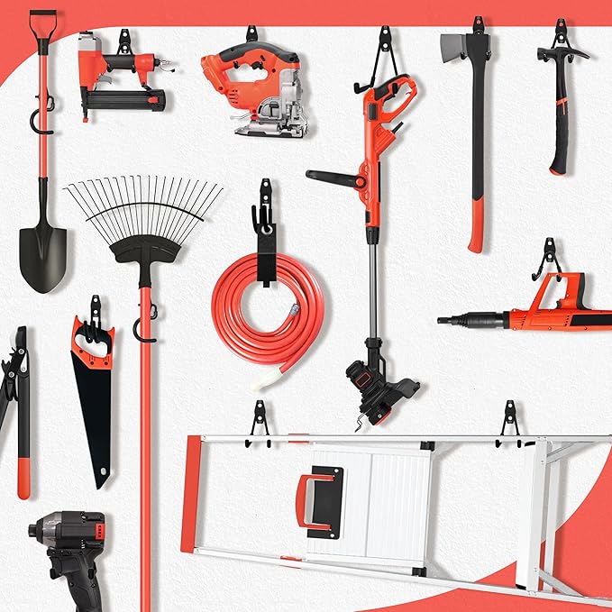 28 Pack Garage Hooks Heavy Duty - Garage Storage and Organization Ladder Hooks with Non Slip PVC Coating for Hanging Bike,Ladder,Garden Tools,Hose