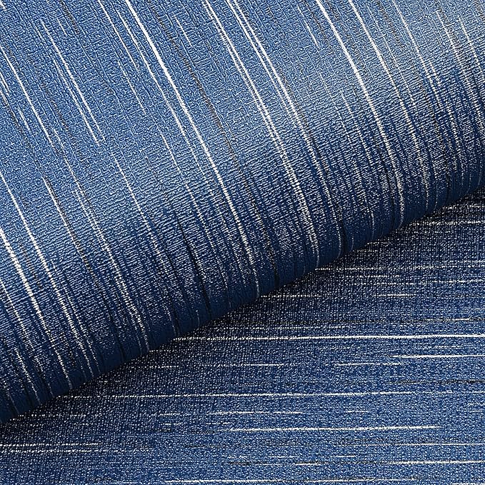 Livelynine 15.8x394 Navy Blue Peel and Stick Wallpaper Dark Indigo Textured