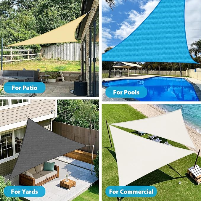 Amagenix Sun Shade Sail 16'X16'X22.6' Curved Edge Outdoor Shade Canopy Dark Grey Breathable 95% UV Block Shade Cloth for Patio Garden Backyard (We Make Custom Size)