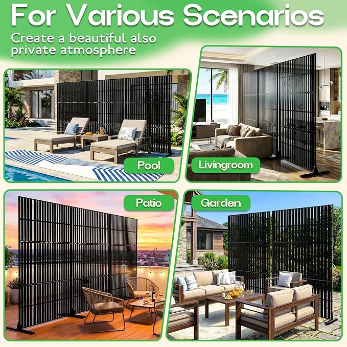 MTART Metal Privacy Screen 72" H x 47.2" Decorative Outdoor Privacy Screen