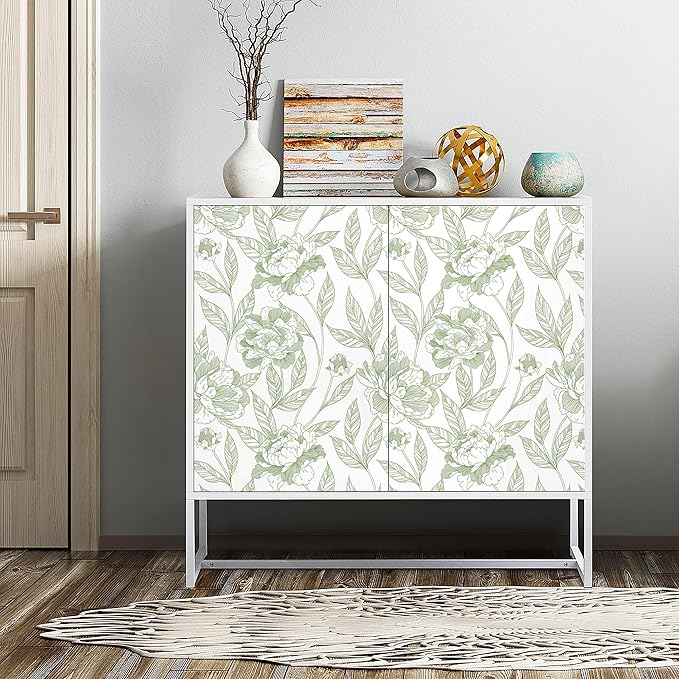 Timeet Peel and Stick Wallpaper Green Floral Wall Paper