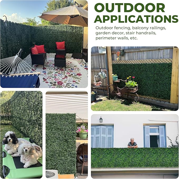 Artificial Boxwood Roll Panels: 60"x138" UV-Anti Faux Hedge Privacy Screen