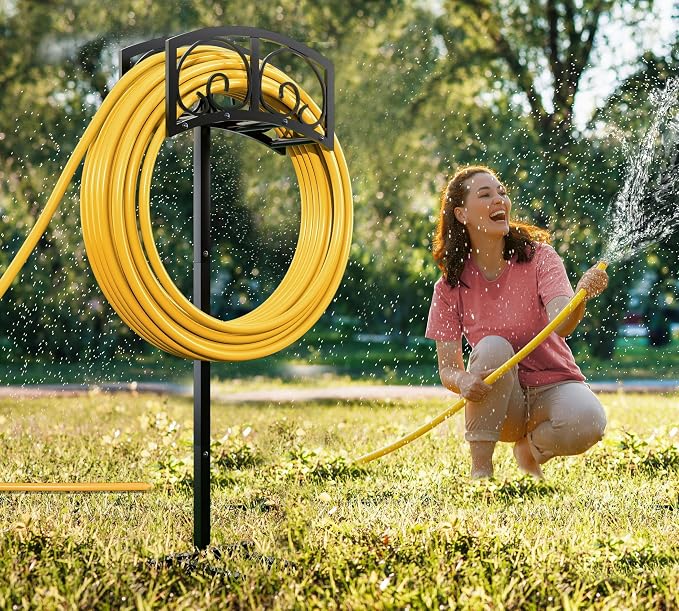 Fire Beauty Garden Hose Holder,Freestanding Water Hose Holder,In ground Hose Rack Organizer for Outdoor,Detachable Water Hose Holder Stake,Hose Reel Stand,Hose Hanger Rack for Outside Lawn Yard