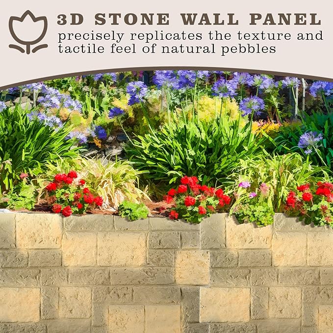 2 Pack PU Stone Faux Wall Panels Outdoor, 44.5"w×30.7"h Rock Exterior Faux Wall