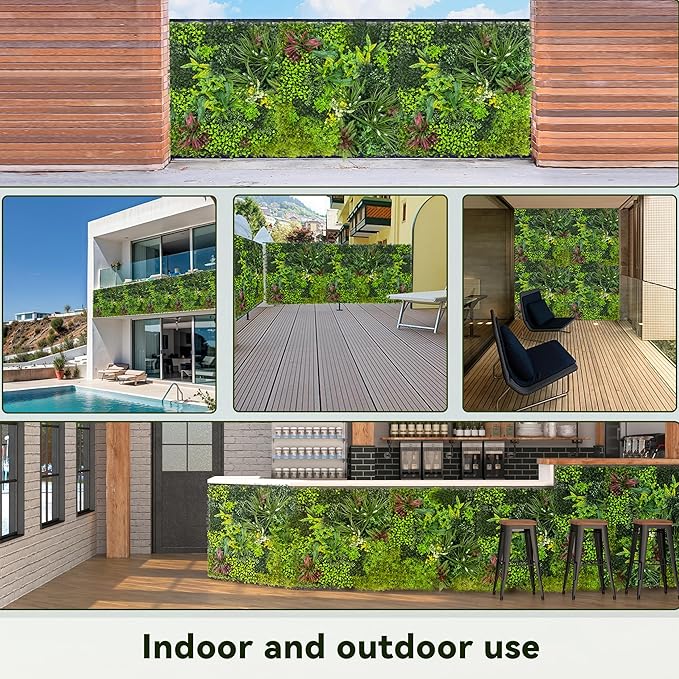 Artificial Plant Wall Boxwood Roll: 48"x120" UV Resistant Green Leaves Faux