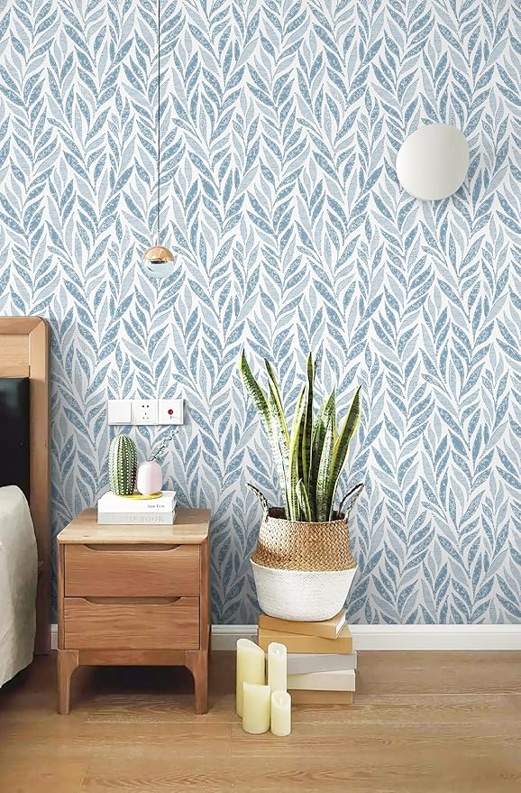 Safiyya 787"x17.3" Blue Peel and Stick Wallpaper Boho Contact Paper Modern