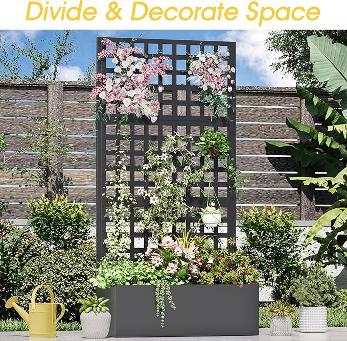 Metal Planter Box with Trellis, Planter Box Trellis with Privacy Screen and