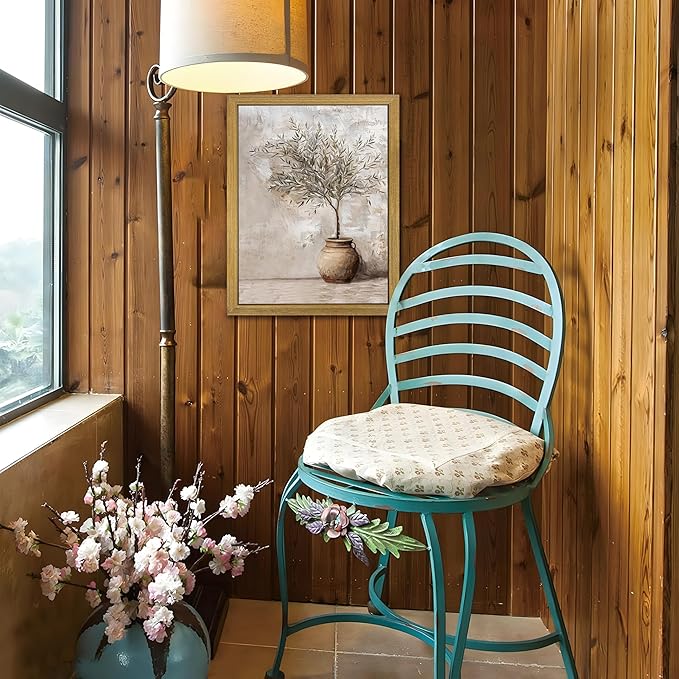 Vintage Olive Tree Canvas Wall Art, Farmhouse Aesthetic Oil Painting, Rustic