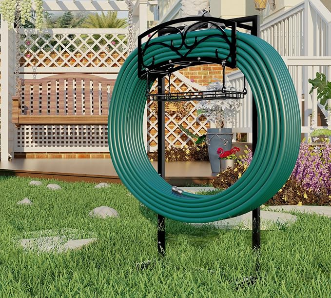 Fire Beauty Garden Hose Holder,Freestanding Water Hose Holder,In ground Hose Rack Organizer for Outdoor,Detachable Water Hose Holder Stake,Hose Reel Stand,Hose Hanger Rack for Lawn Yard