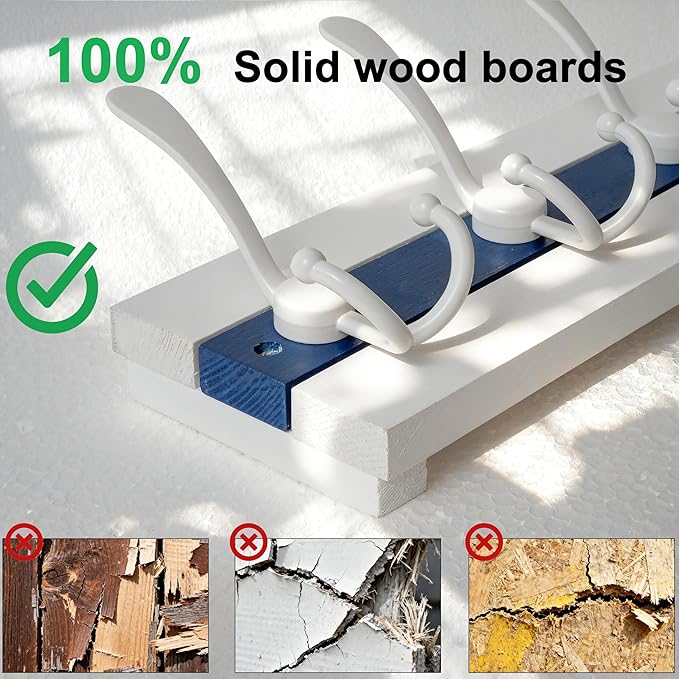 SKOLOO Coastal Coat Rack Wall Mount-38-1/8 Beach House Entryway Wooden Coat Hook