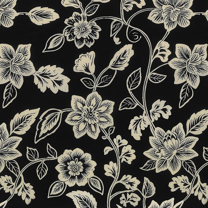 LVTXIII Outdoor Seat Cushions Set of 4 Square Corner Chair Cushions with Ties, Patio Chair Pads for Home Office and Patio Garden Furniture Decoration 19"x19"x2", Elegant Vines Black