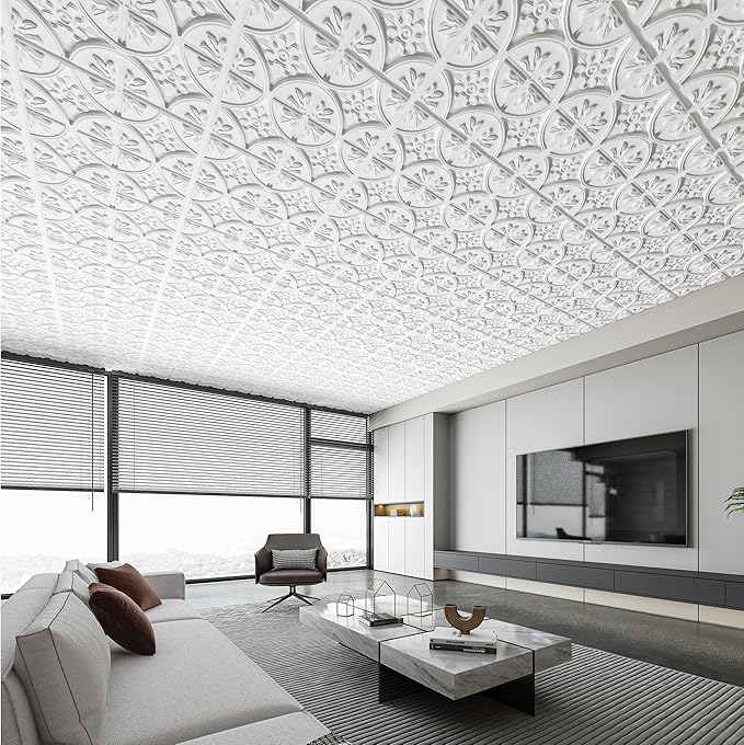 Art3d Drop Ceiling Tiles 24x24in., Wainscoting Panels Glue Up 2ft x 2ft