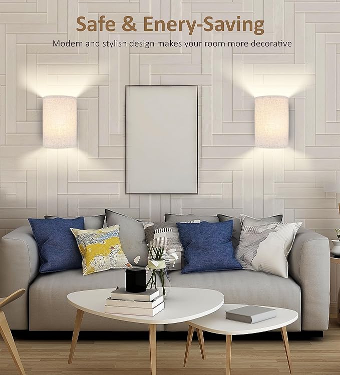 FINCMY Battery Operated Wall Sconces Set of Two, 18 RGB Colors Stick on Wall
