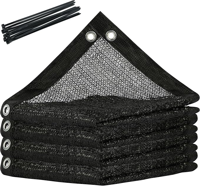 ShadeMart 50% Shade Cloth for Plant, Black 10FT x 12FT Outdoor Shade Tarp, Shade Cover with Upgrade Grommets and Zip Ties, Netting Sunblock Net for Vegetables Flower Garden Greenhouse, We Custom Size