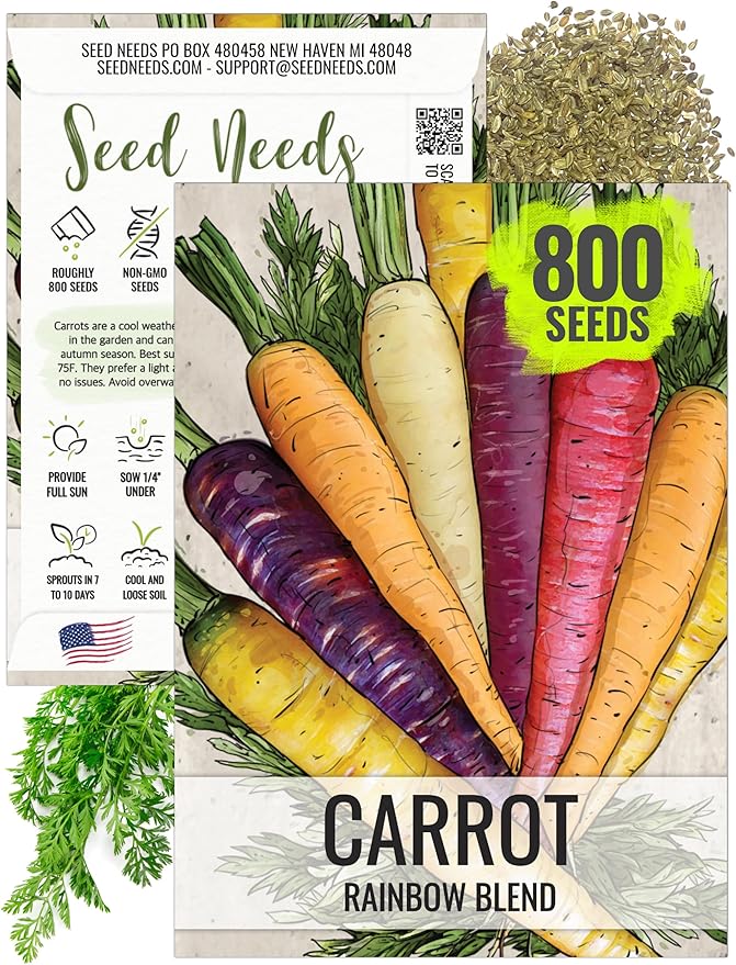 Seed Needs Rainbow Mixed Carrot Seeds to Plant Heirloom & Non-GMO 1 Pack