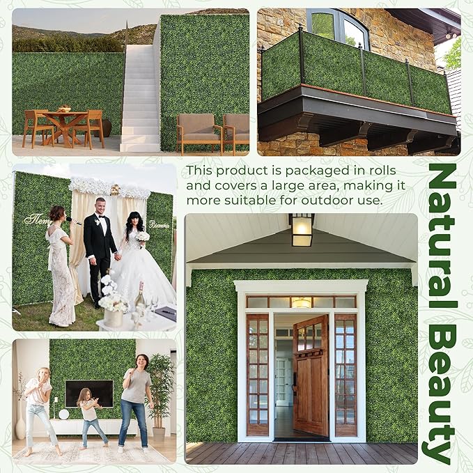 Artificial Boxwood Backdrop Roll: 40"x120" UV-Anti Greenery Faux Grass Hedge